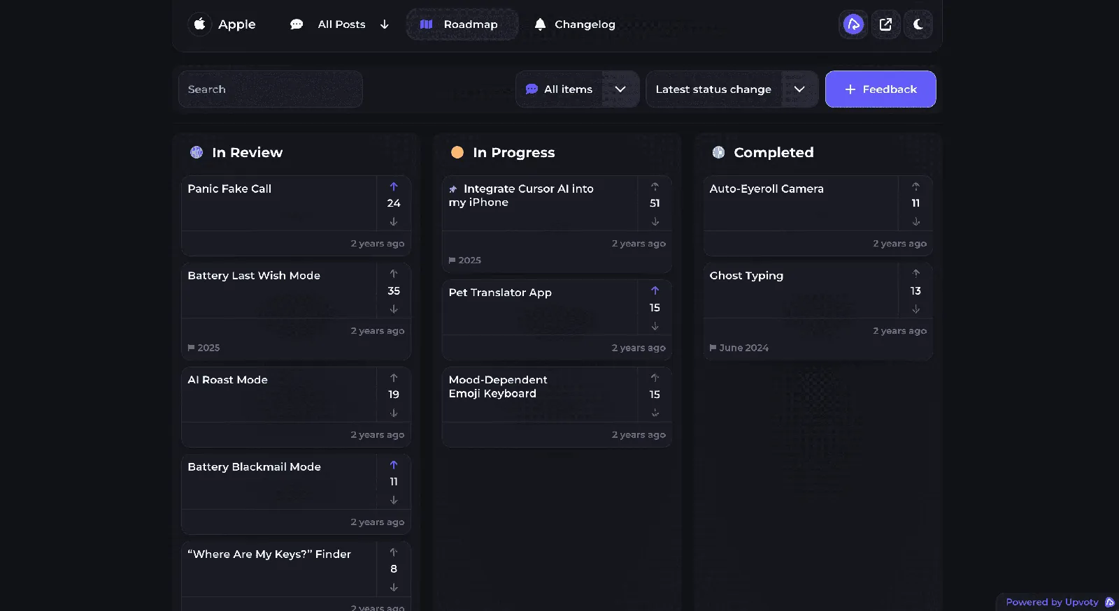 Public product roadmap showing customers what is coming next
