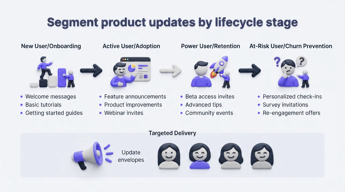 Segment product updates by lifecycle stage